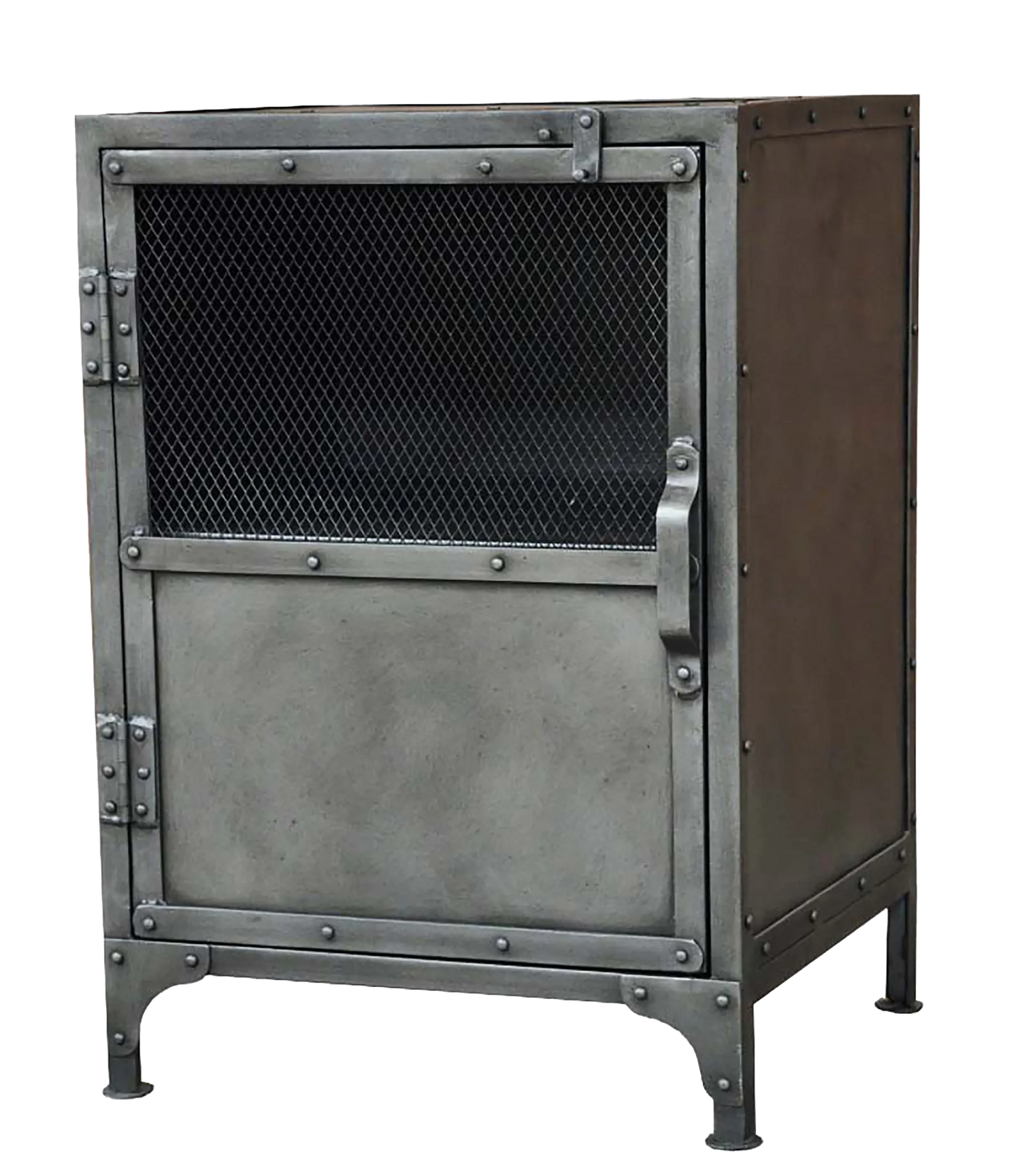 20" Silver Metal Accent Cabinet With Two Shelves