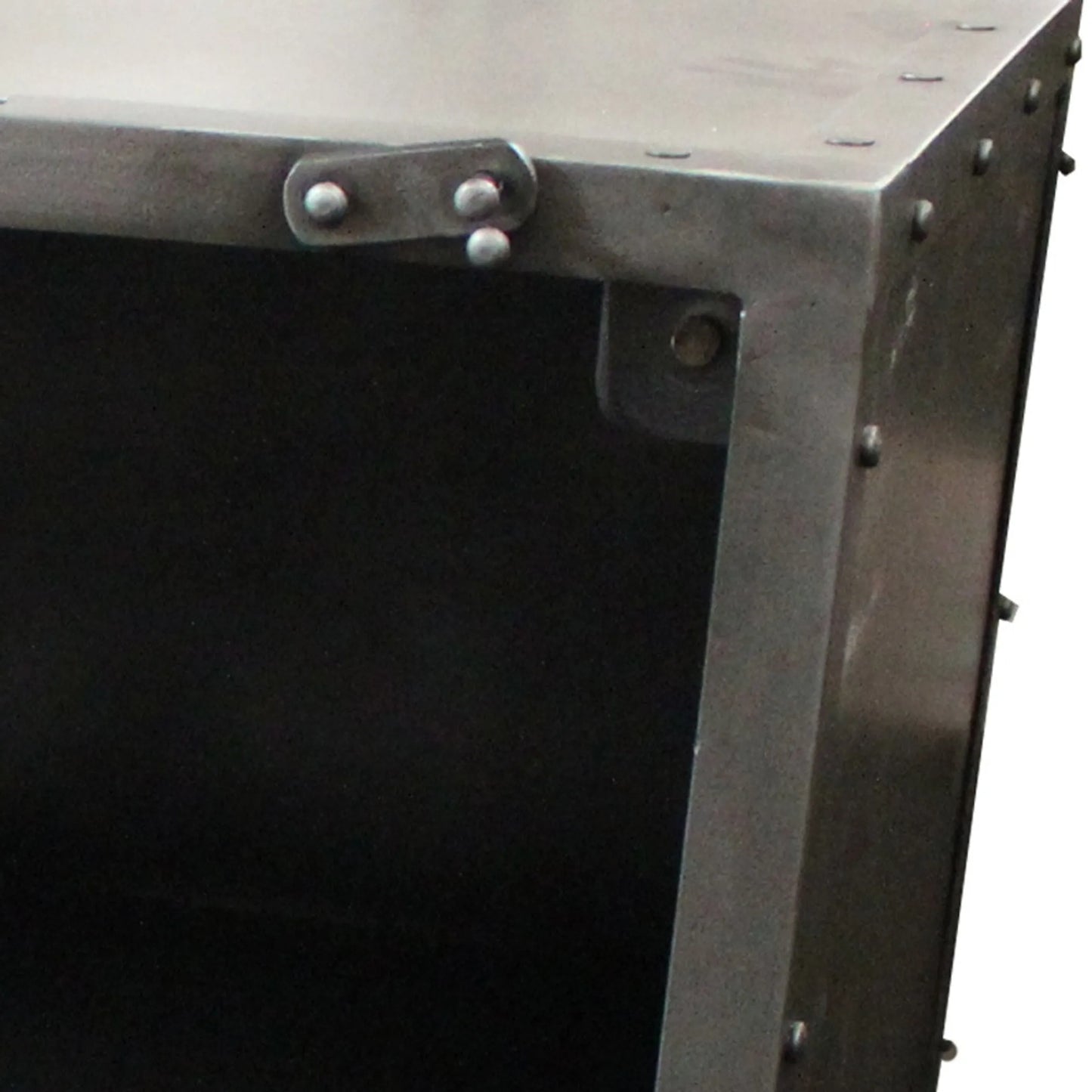 20" Silver Metal Accent Cabinet With Two Shelves