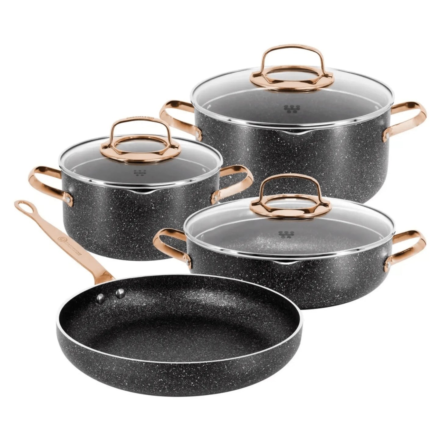 Korkmaz Galaksi 7 Piece Non Stick Aluminum Cookware Set Rose Gold