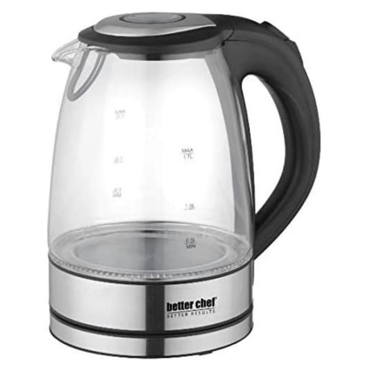 Better Chef 1500W 7-Cup Cordless Electric Borosilicate Glass Kettle with 360 Degree Swivel Base