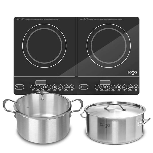 Dual Burners Cooktop Stove L Stainless Steel Stockpot  and  Induction Casserole