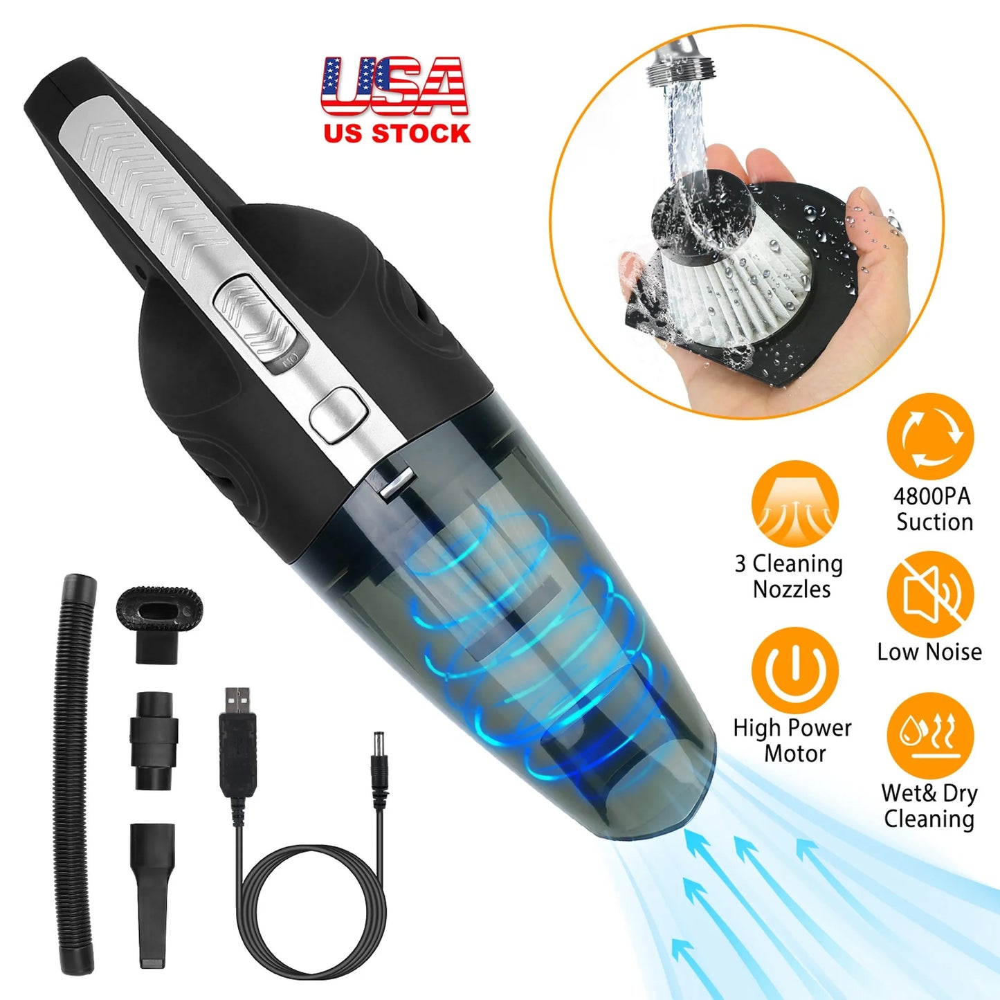 Car Handheld Vacuum Cleaner Cordless Rechargeable