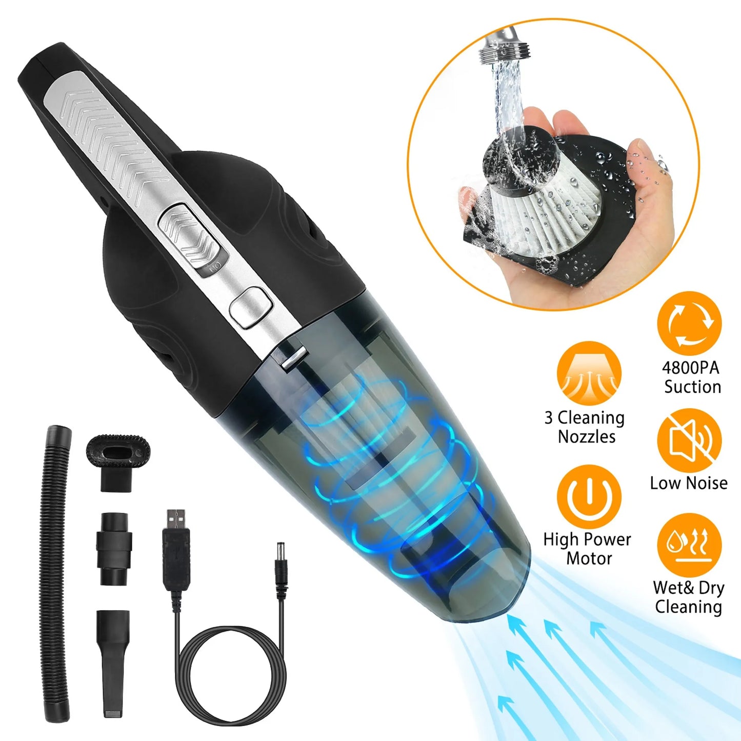 Car Handheld Vacuum Cleaner Cordless Rechargeable