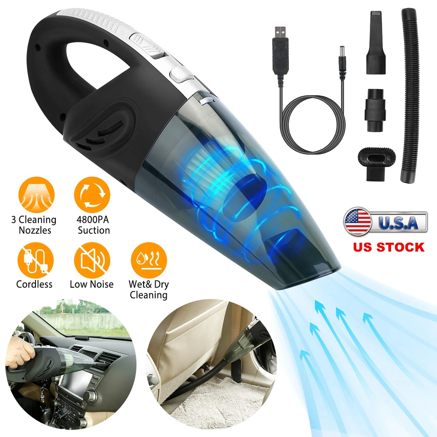 Car Handheld Vacuum Cleaner Cordless Rechargeable