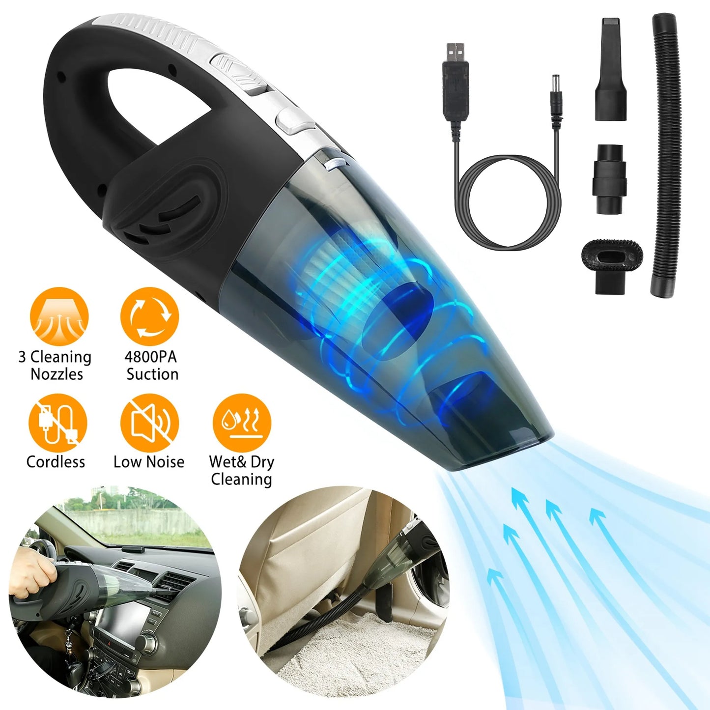 Car Handheld Vacuum Cleaner Cordless Rechargeable