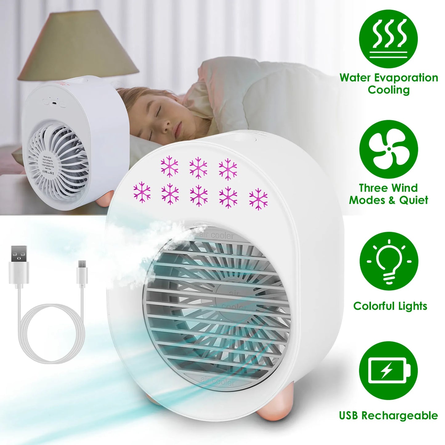 4 In 1 Portable Mini Desktop Air Conditioner Fan