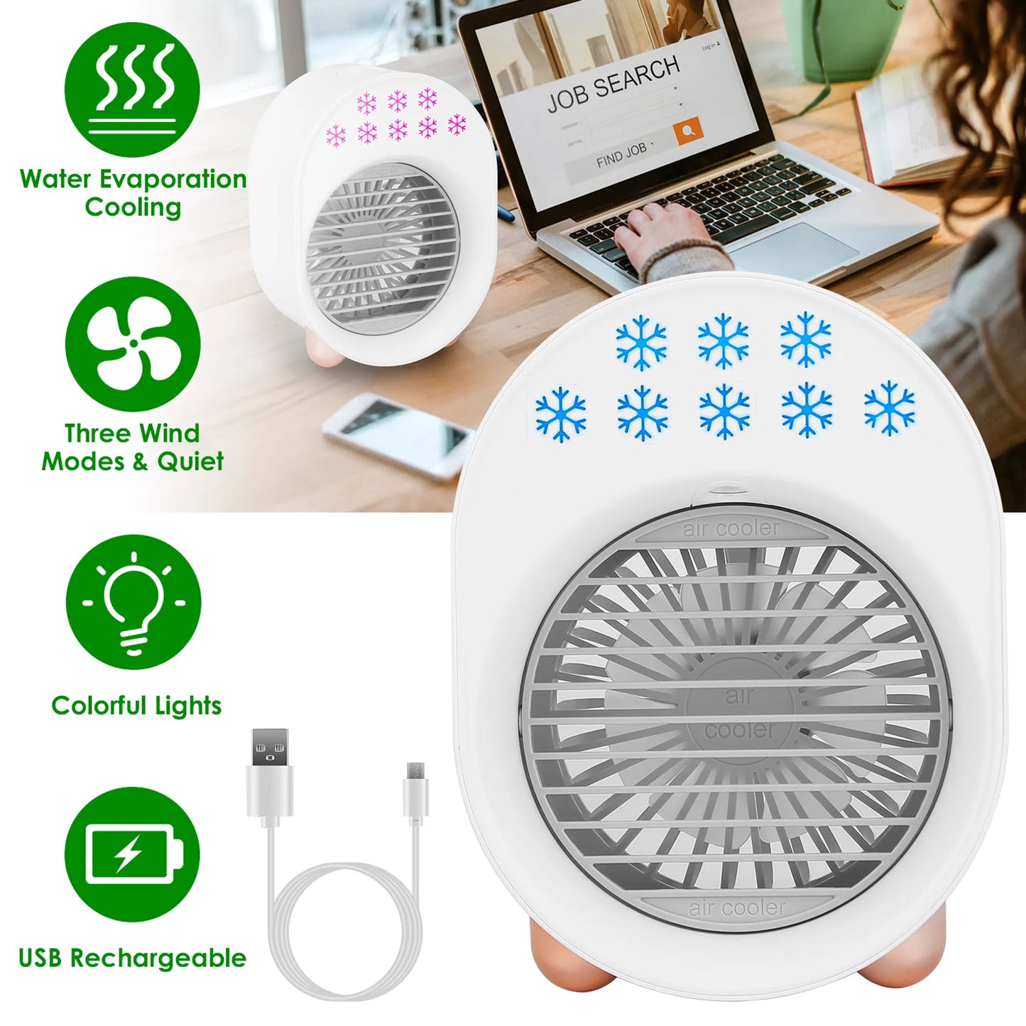 4 In 1 Portable Mini Desktop Air Conditioner Fan