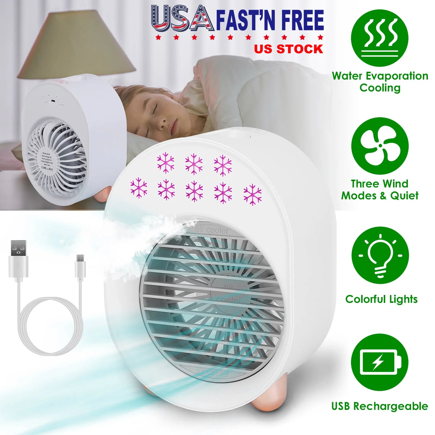 4 In 1 Portable Mini Desktop Air Conditioner Fan