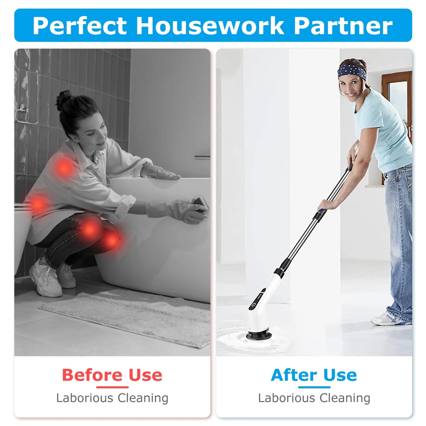 Electric Spin Scrubber Cordless Rechargeable Telescopic Cleaning Brush