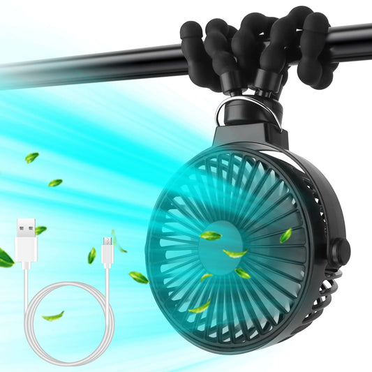 Portable Baby Stroller Fan Rechargeable Handheld Fan