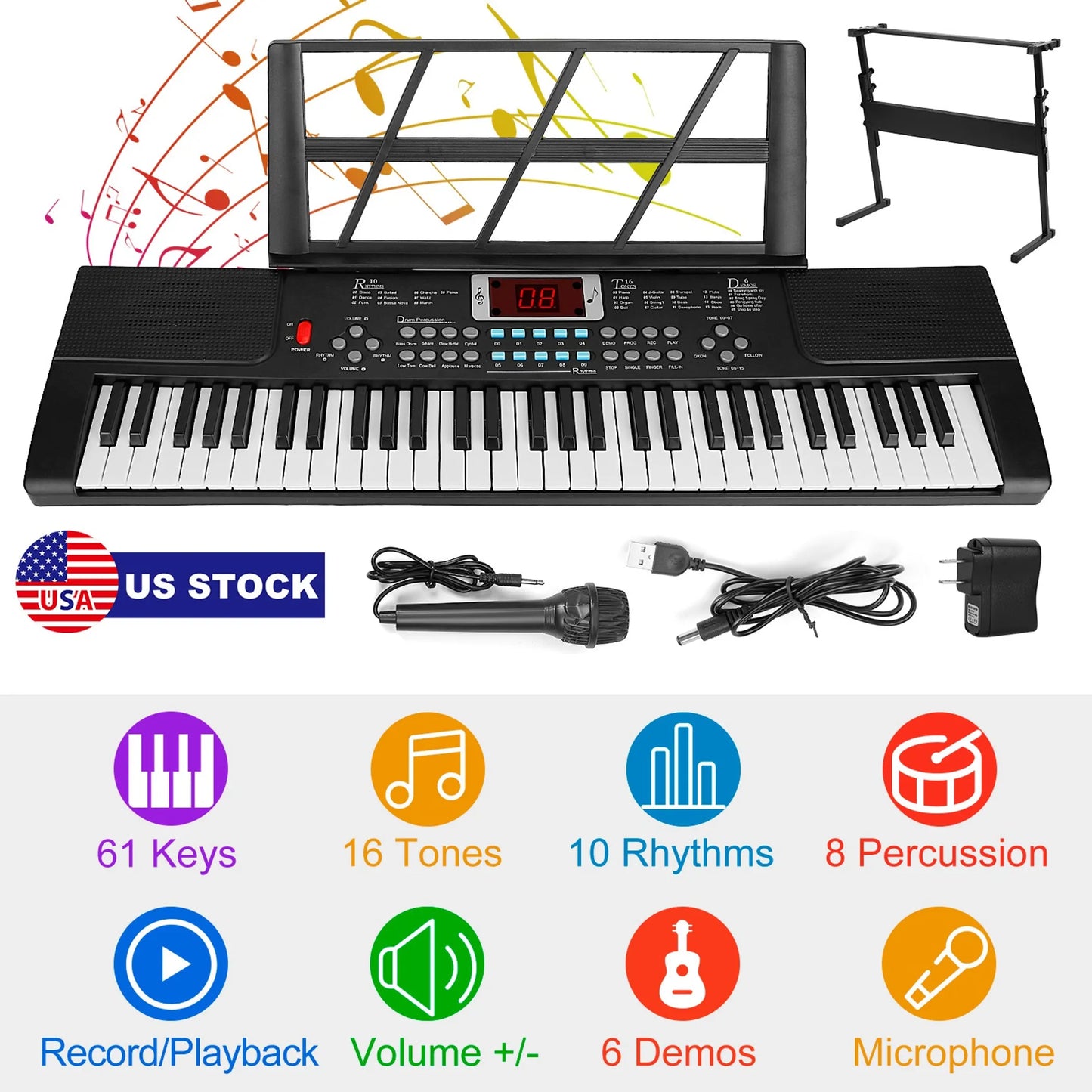 61 Keys Digital Music Electronic Keyboard Electric Musical Piano