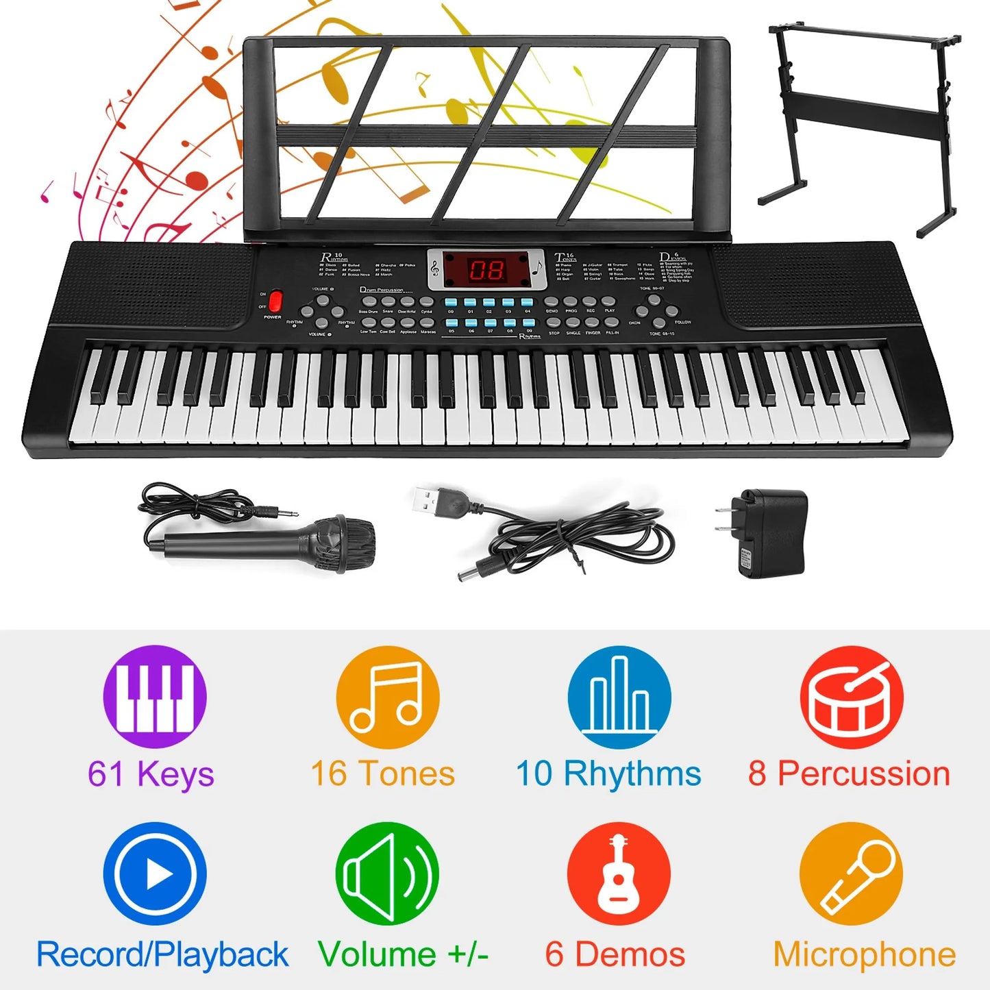 61 Keys Digital Music Electronic Keyboard Electric Musical Piano